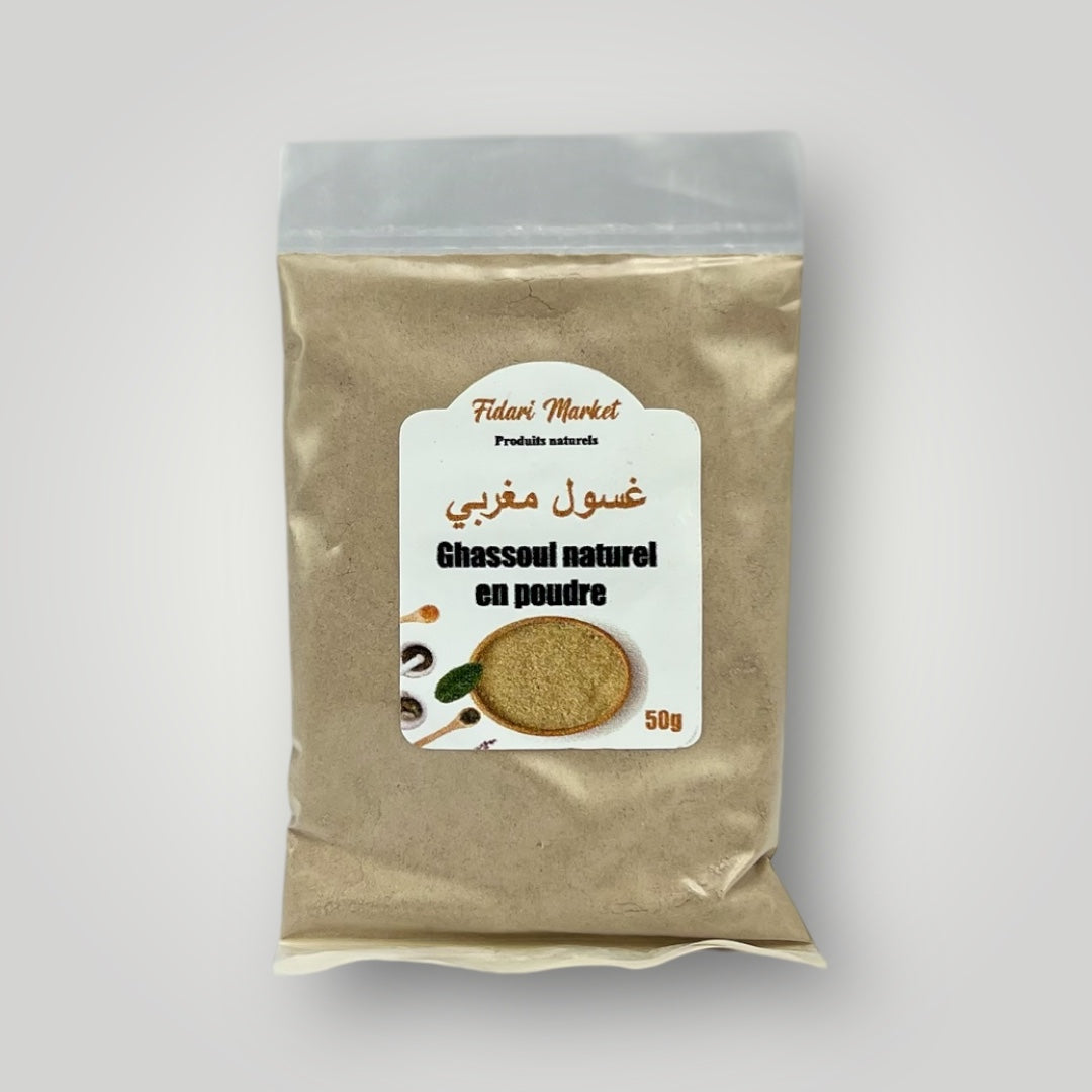 Ghassoul en poudre 50g – 100% naturel sans chimie Maroc – Fidari Market Casablanca