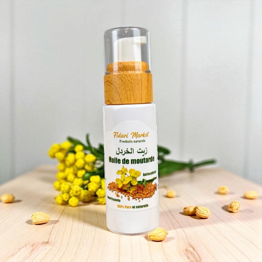 Huile de moutarde vierge 30ml – 100% naturel sans additifs chimiques – Fidari Market Casablanca