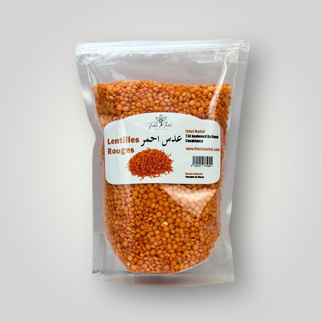 Lentilles rouges 500g – 100% naturel marocain – Fidari Market Casablanca