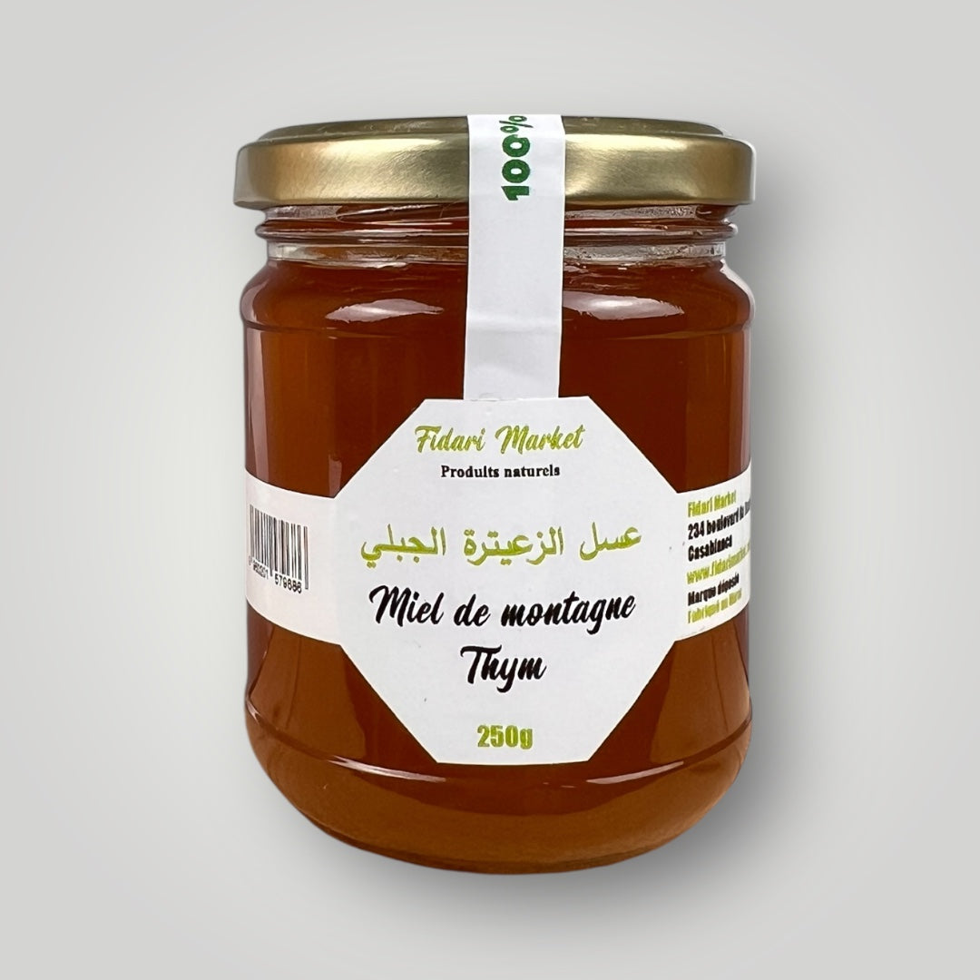 Miel de montagne Thym 250g – pur naturel marocain sans additifs – Fidari Market Casablanca