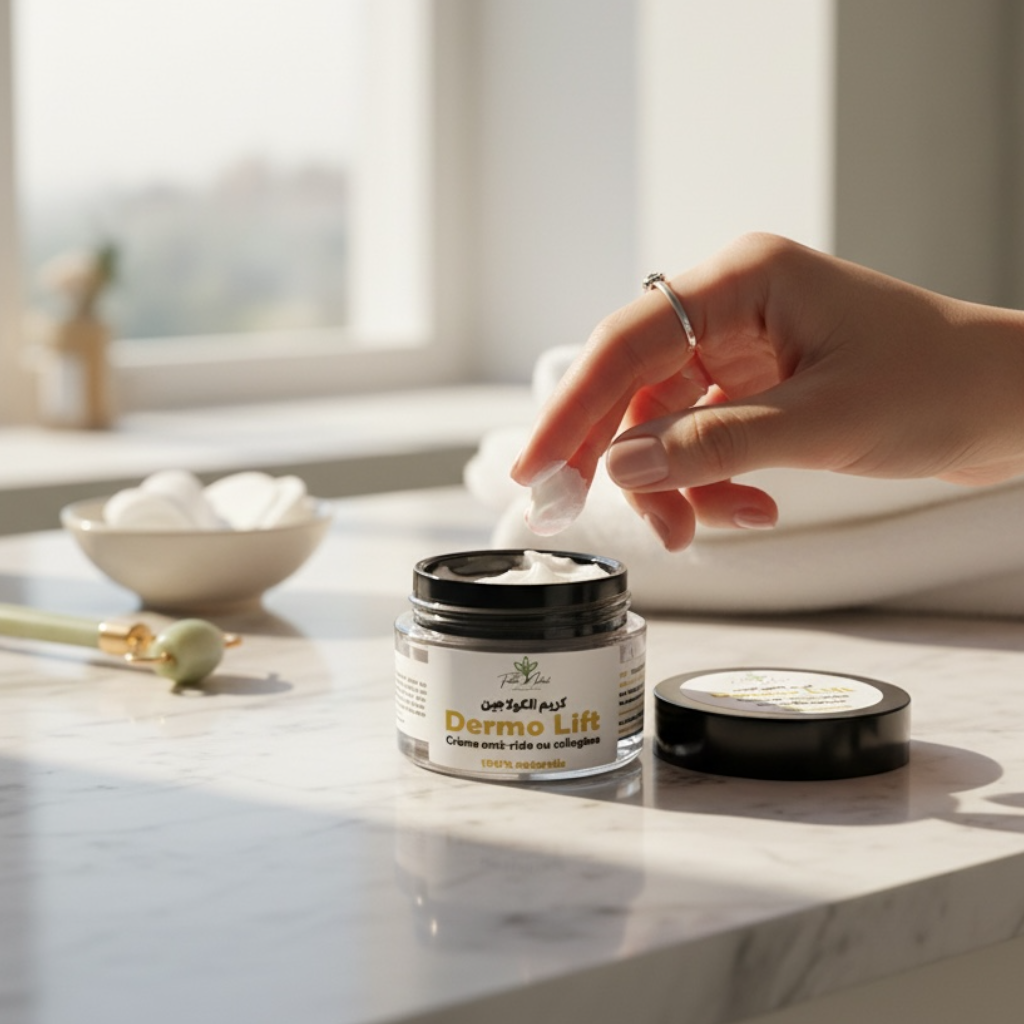 Dermo Lift Crème Antirides au Collagène – Fermeté & Jeunesse Naturelle كريم ضد التجاعيد بزيت الهندية
