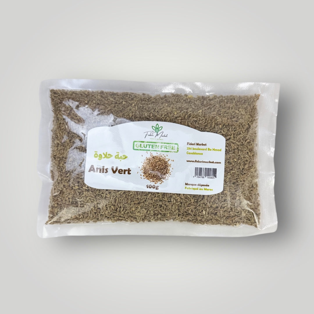 Anis Vert Sans Gluten 100g – 100% naturel marocain – Fidari Market Casablanca