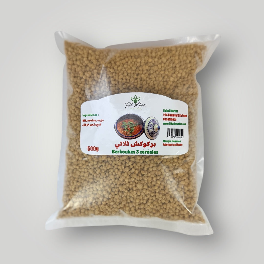 Berkoukes 3 cereales 500g – artisanal sans conservateurs – Fidari Market Casablanca