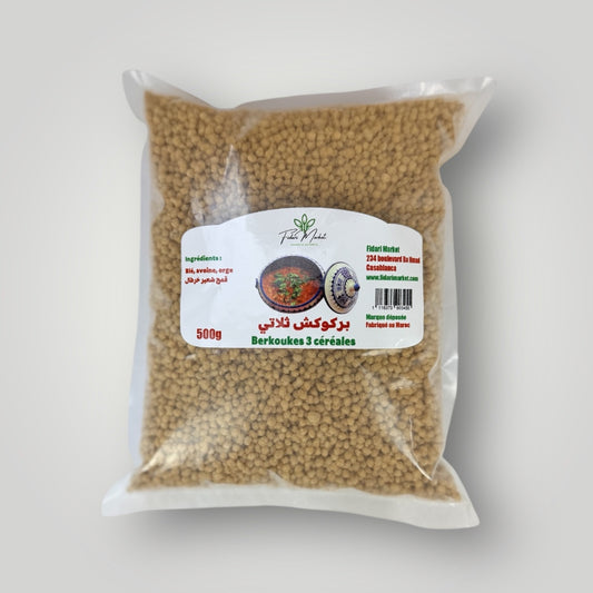 Berkoukes 3 cereales 500g – artisanal sans conservateurs – Fidari Market Casablanca