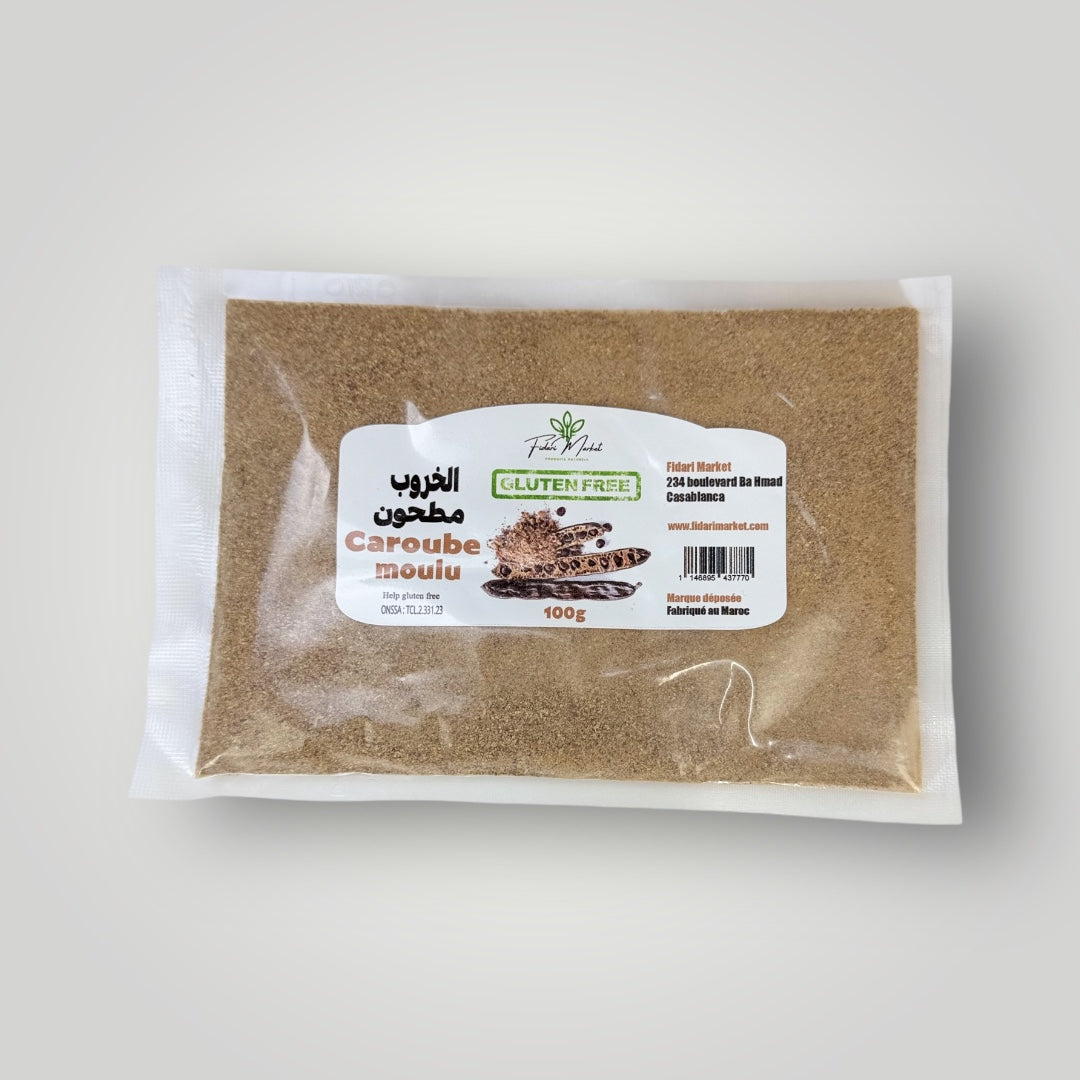 Caroube moulu sans gluten 100g – 100% naturel marocain – Fidari Market Casablanca