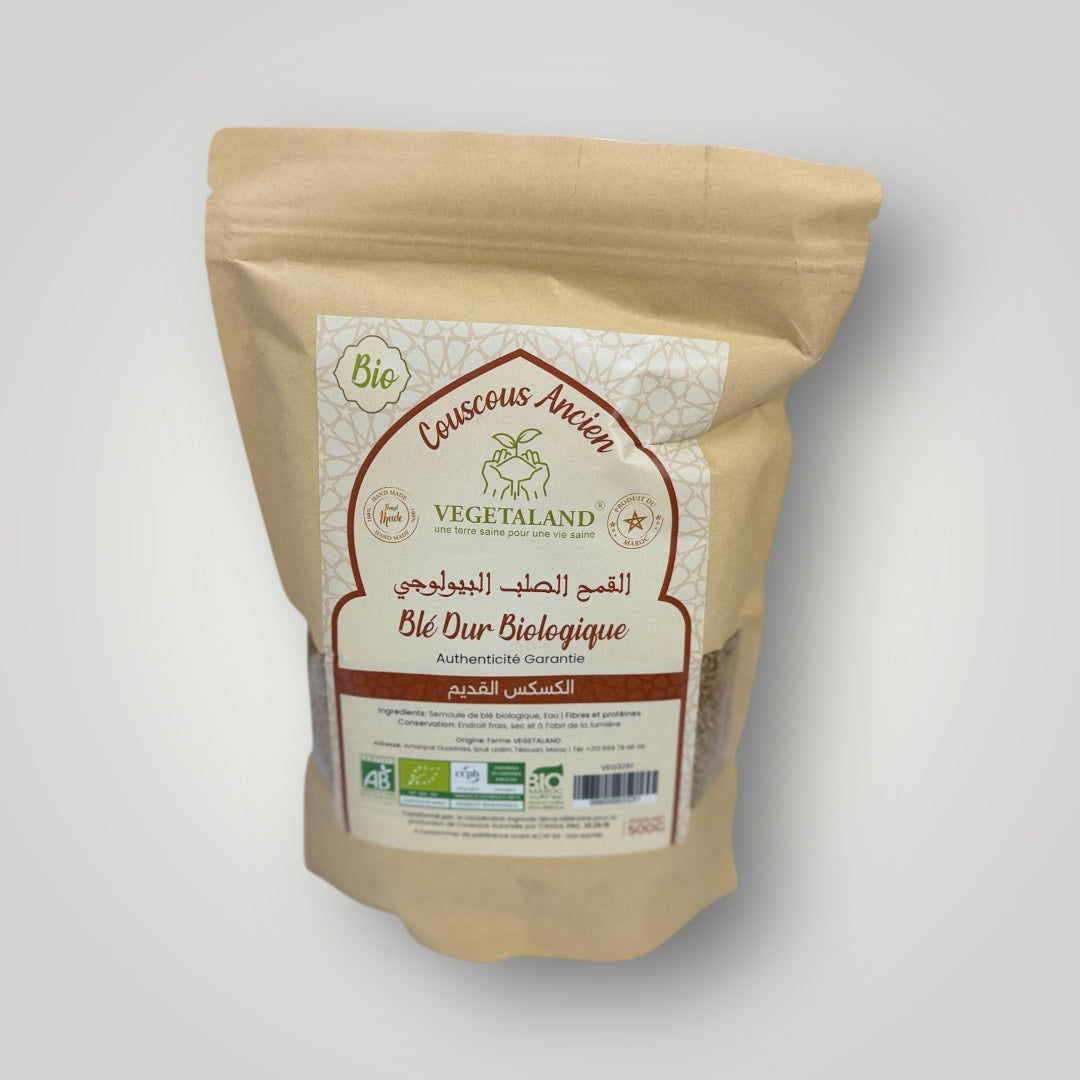 Couscous Ancien Blé Dur Bio 500g – artisanal sans conservateurs – Fidari Market Casablanca