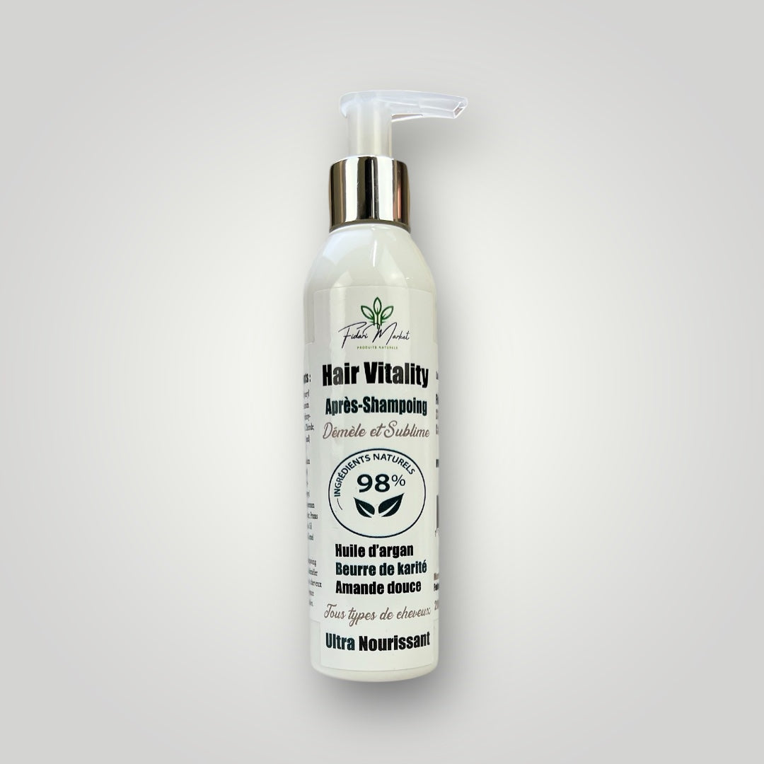 Hair Vitality Après-Shampooing Naturel à l’Huile d’Argan, Amande Douce & Beurre de Karité – Hydratant, Nourrissant & Démêlant   ملين الشعر