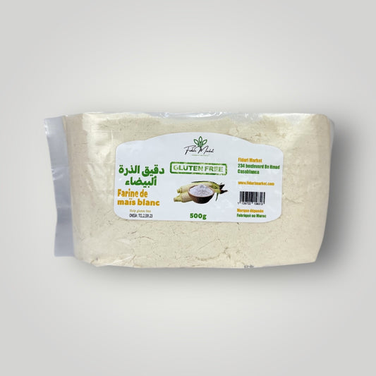 Farine de Maïs Blanc sans gluten 500g – artisanal sans conservateurs – Fidari Market Casablanca
