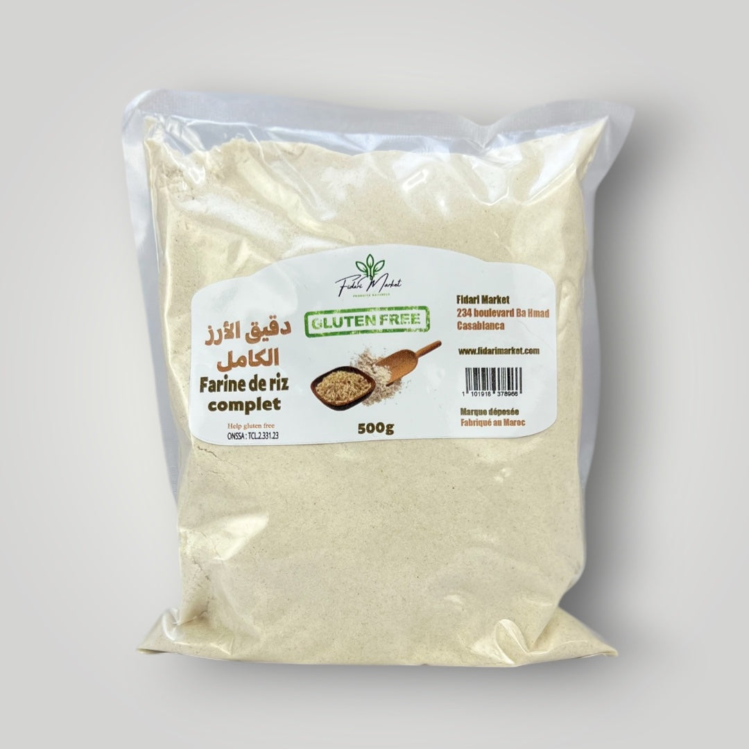 Farine de riz complet sans gluten 500g – artisanal sans conservateurs – Fidari Market Casablanca
