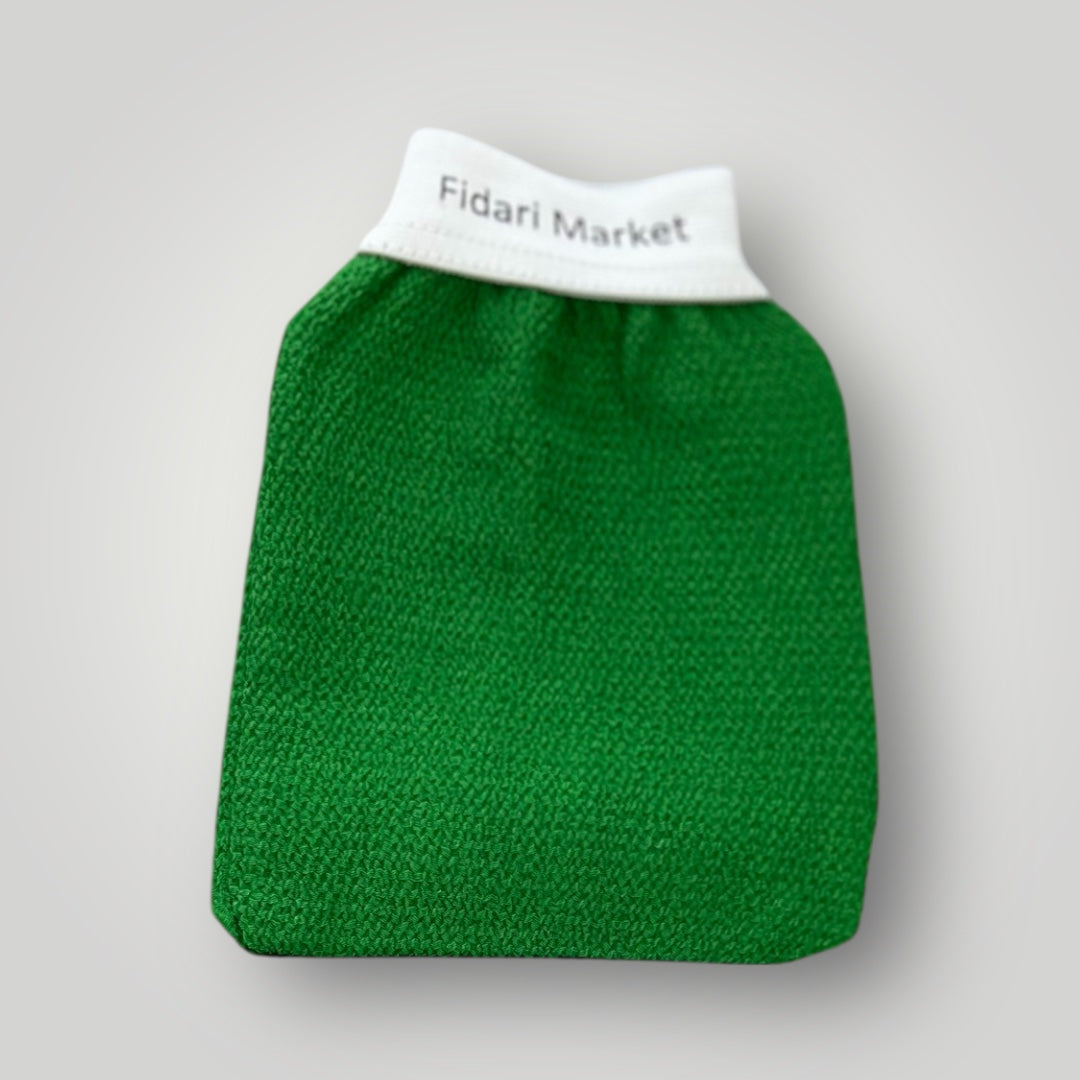 Gant de gommage vert – 100% naturel sans chimie Maroc – Fidari Market Casablanca