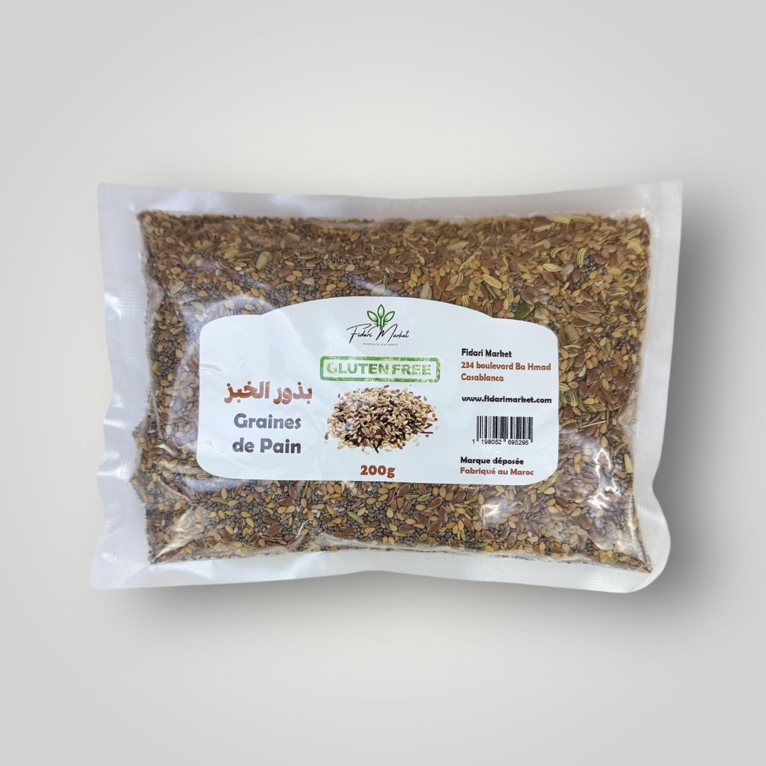 Graines de pain sans gluten 200g – 100% naturel superfood – Fidari Market Casablanca