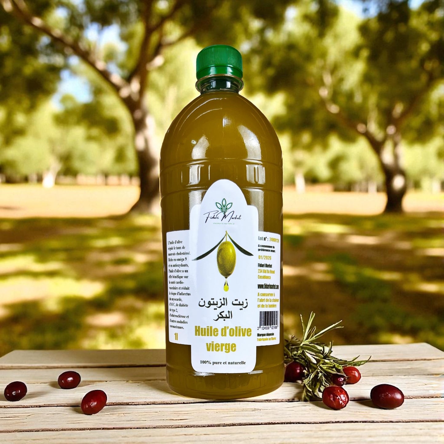 Huile d'olive 1L – 100% naturel marocain – Fidari Market Casablanca