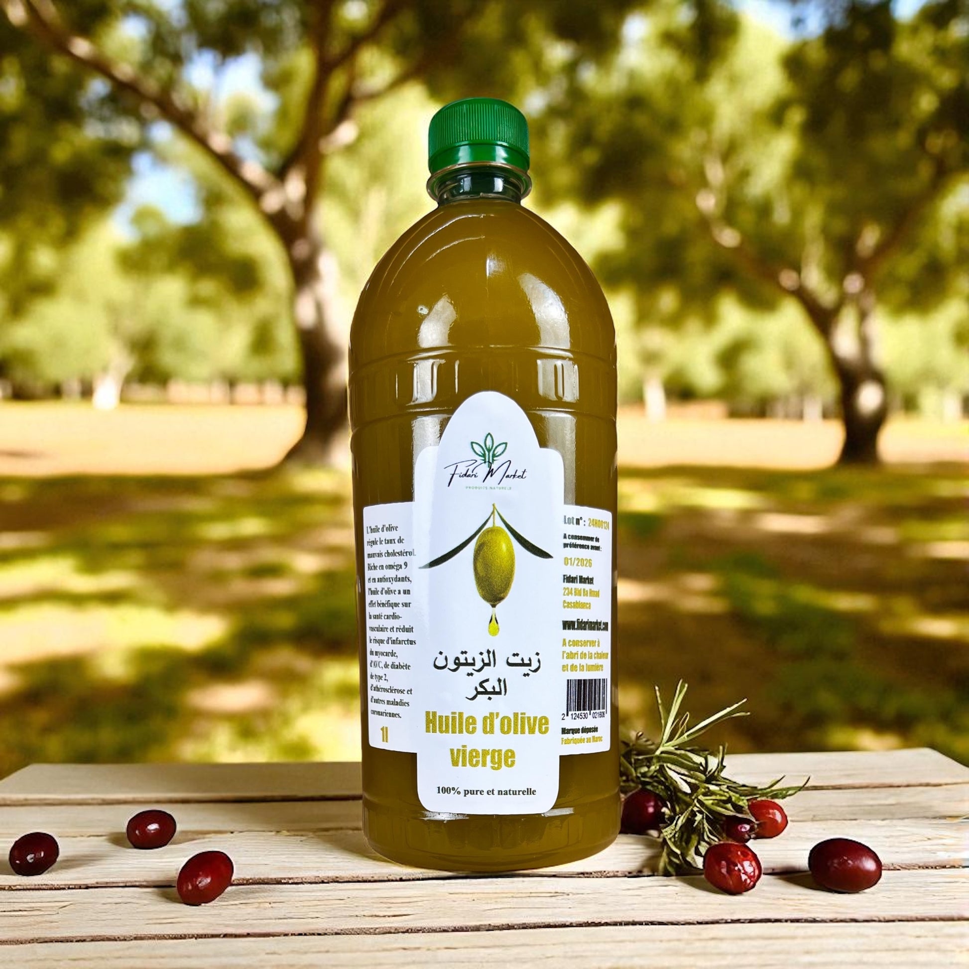 Huile d'olive 1L – 100% naturel marocain – Fidari Market Casablanca