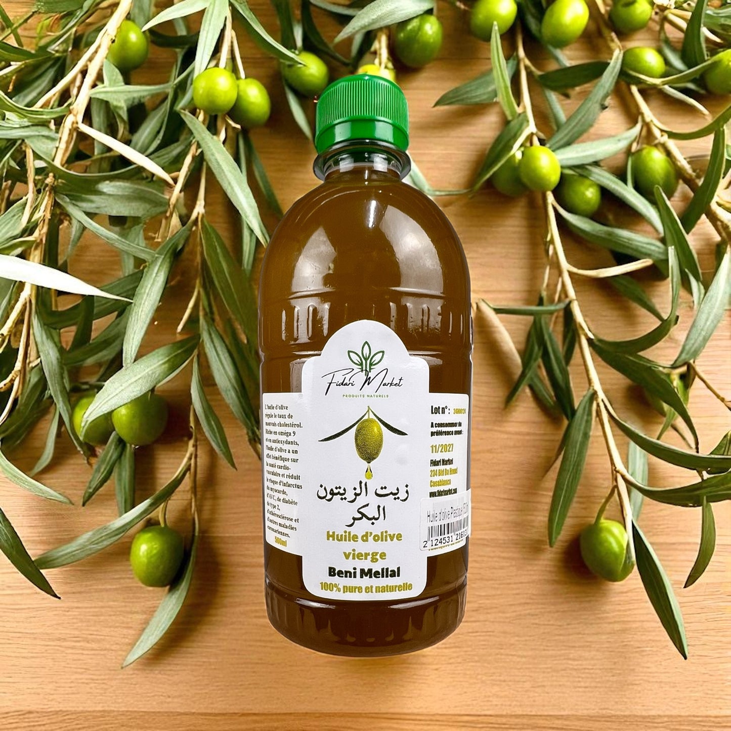 Huile d’olive 500ml – 100% naturel marocain – Fidari Market Casablanca
