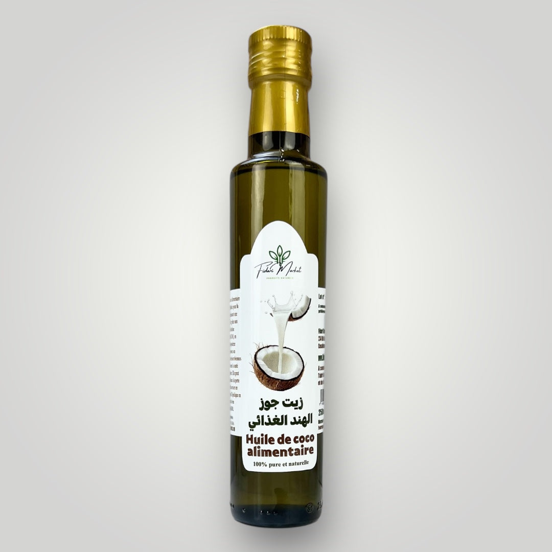 Huile de Coco Alimentaire 250ml – 100% naturel sans additifs chimiques – Fidari Market Casablanca