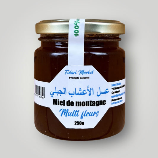 Miel de montagne multifleurs 250g – pur naturel marocain sans additifs – Fidari Market Casablanca