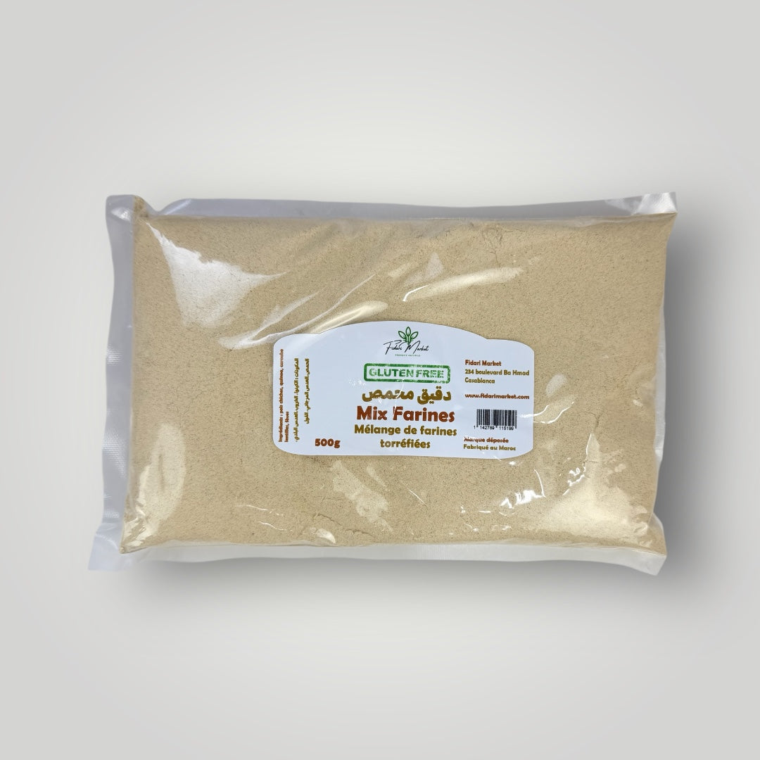Mix Farines - Mélange de farines torréfiées sans gluten 500g – artisanal sans conservateurs – Fidari Market Casablanca