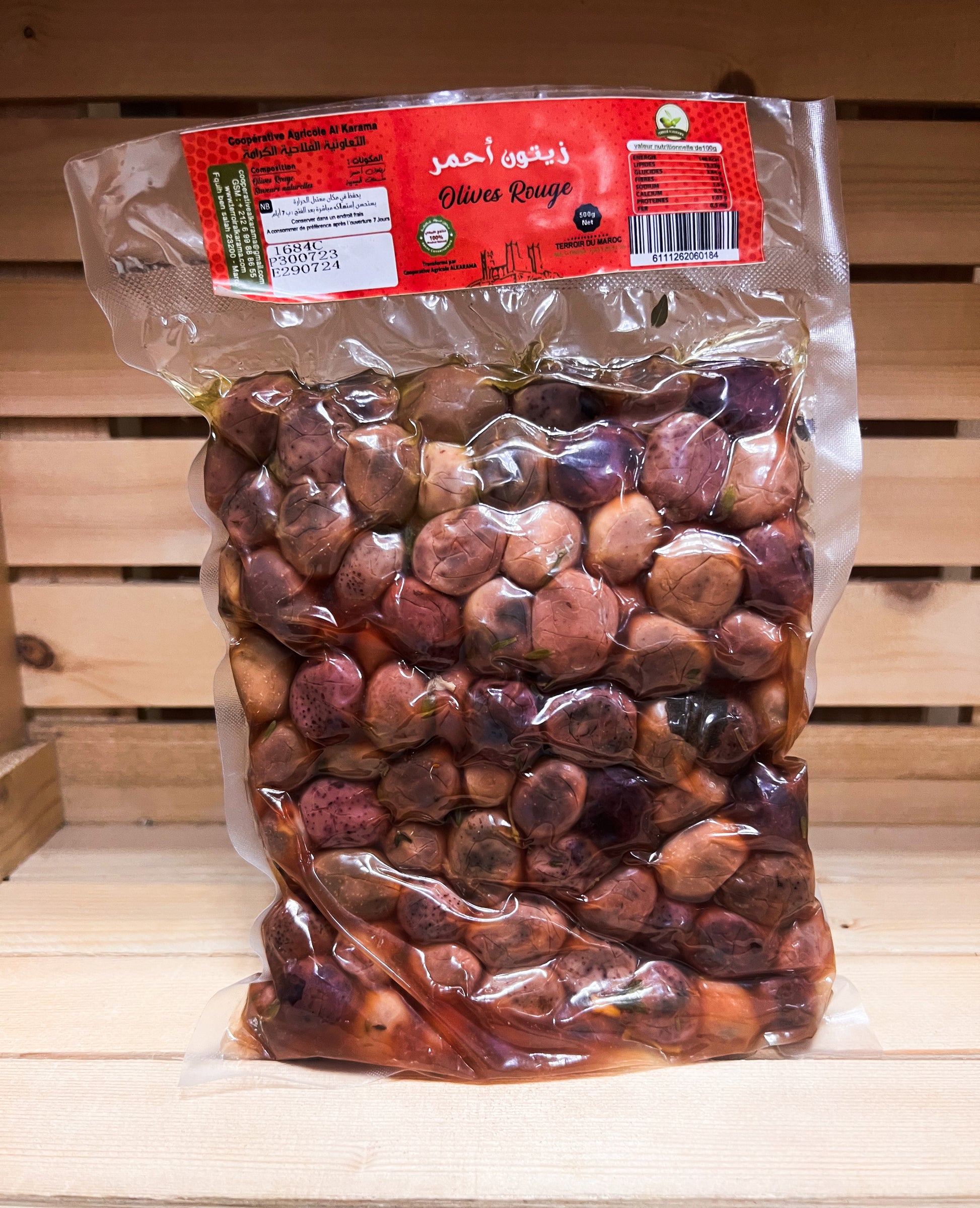 Olives rouge 500g – 100% naturel marocain – Fidari Market Casablanca
