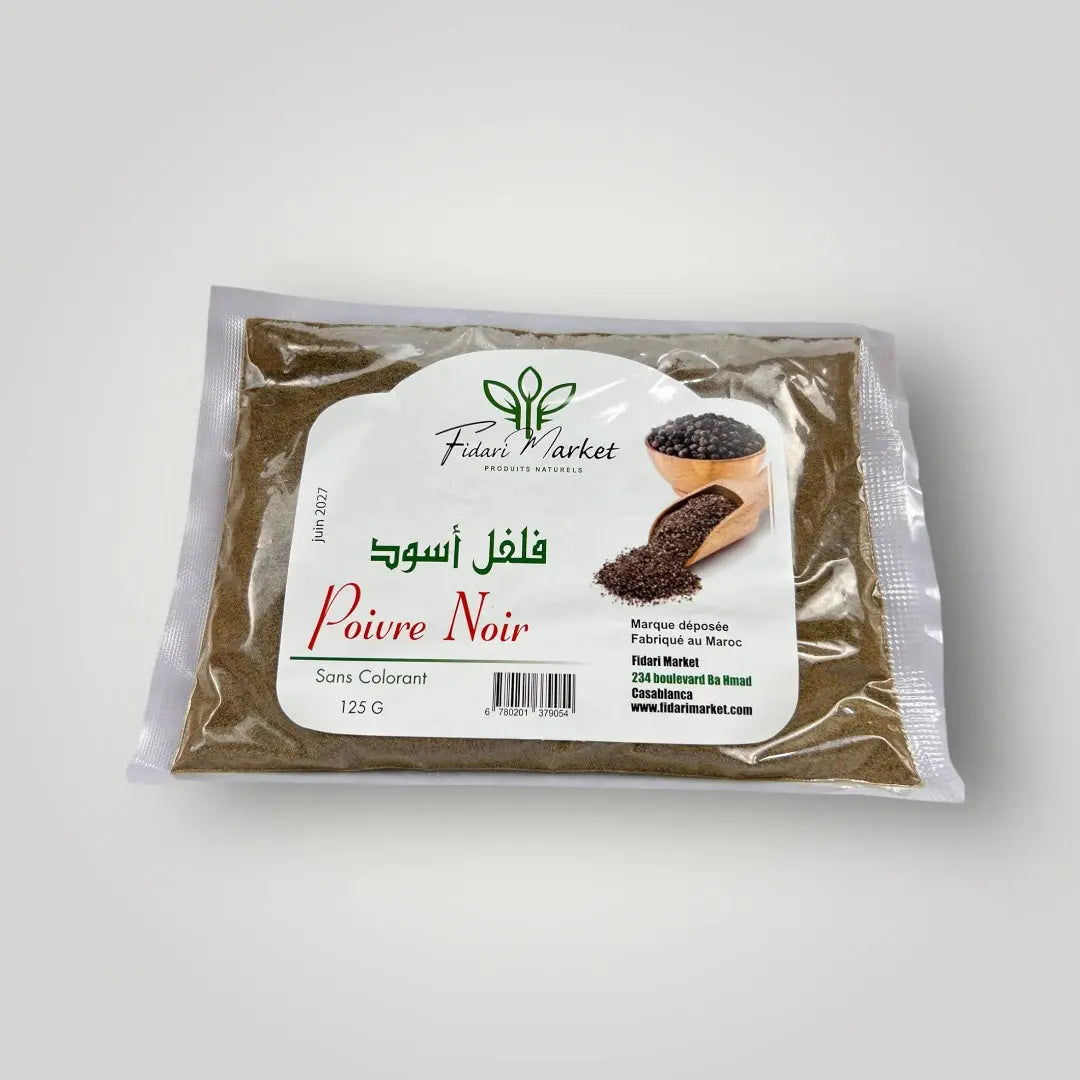 Poivre noir 125g – 100% naturel marocain – Fidari Market Casablanca