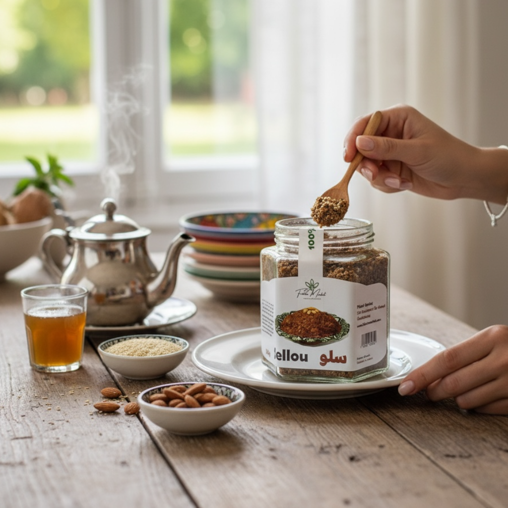 Sellou à l’huile d’argan 330g – 100% naturel sans additifs chimiques – Fidari Market Casablanca