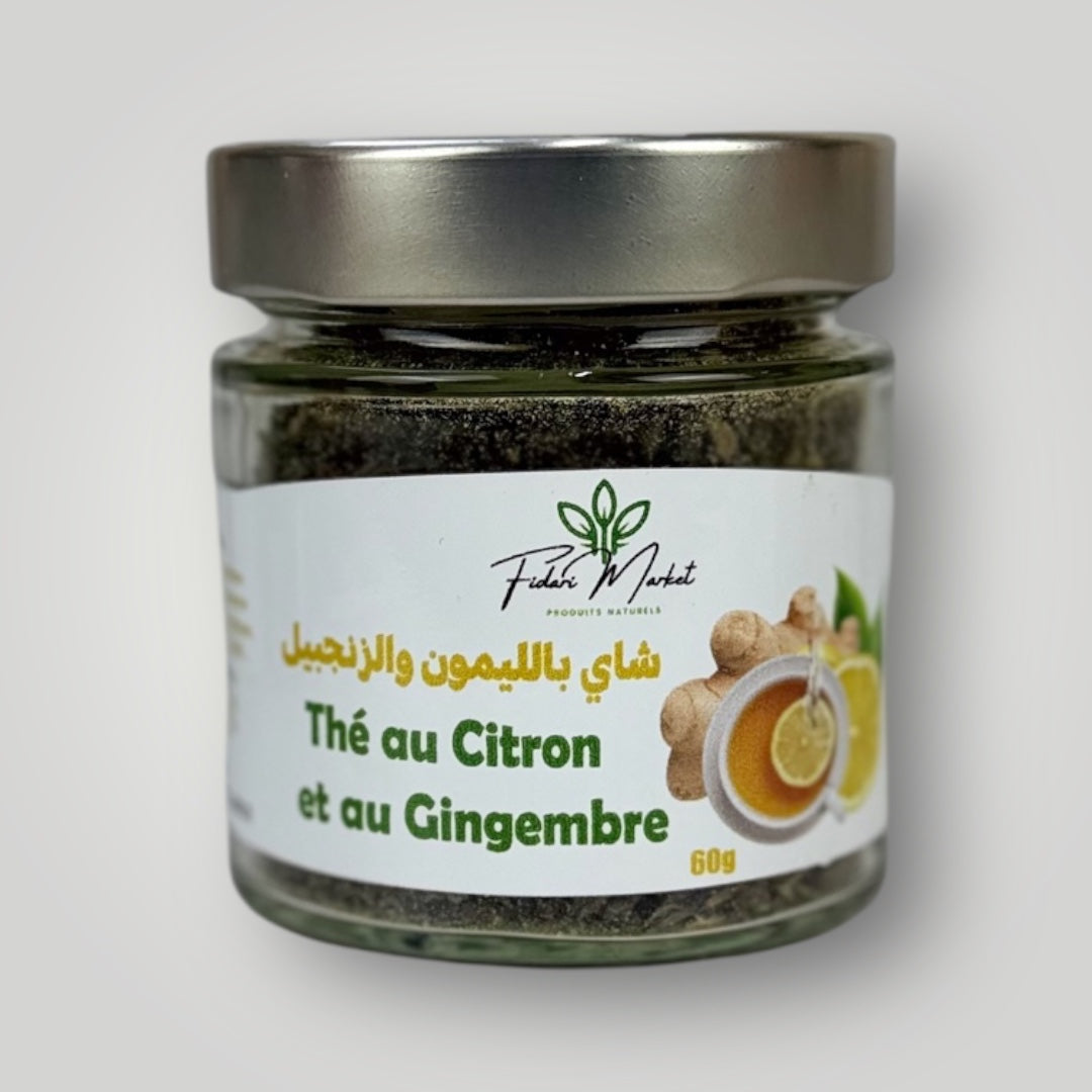 Thé au Citron et au Gingembre 60g – naturel infusion marocaine artisanale – Fidari Market Casablanca