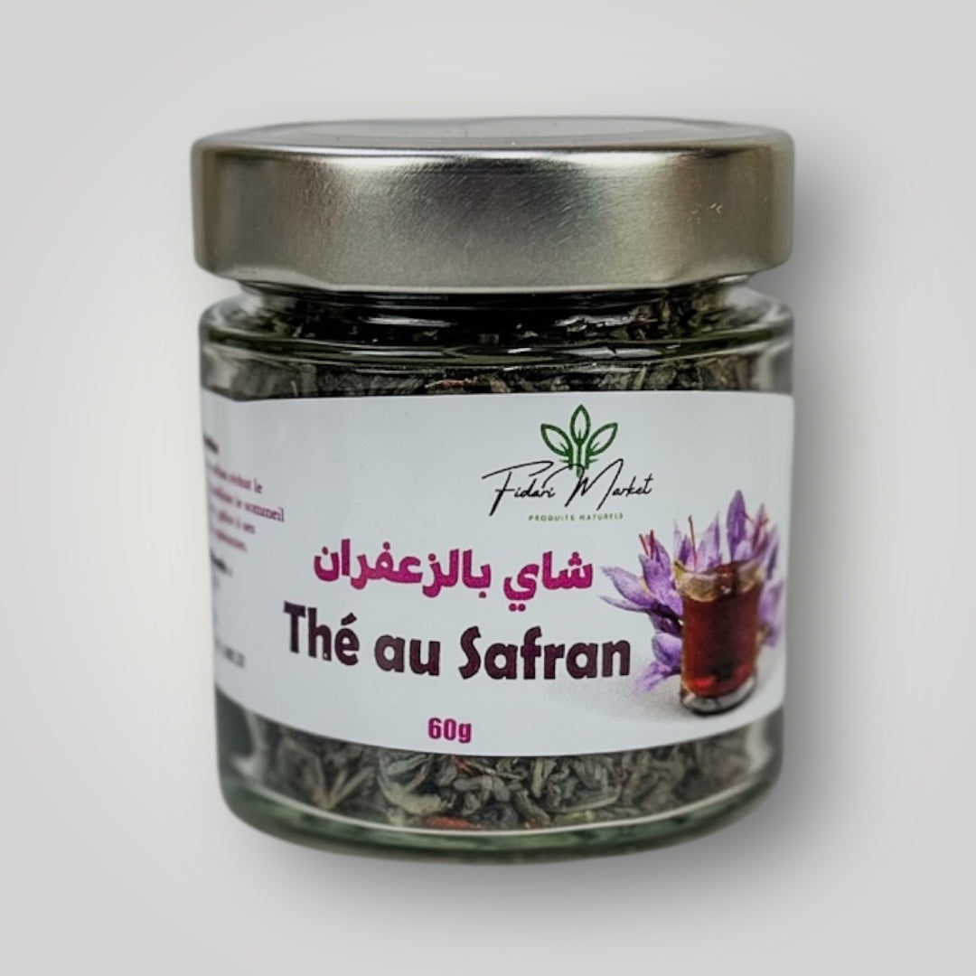 Thé au Safran 60g – naturel infusion marocaine artisanale – Fidari Market Casablanca